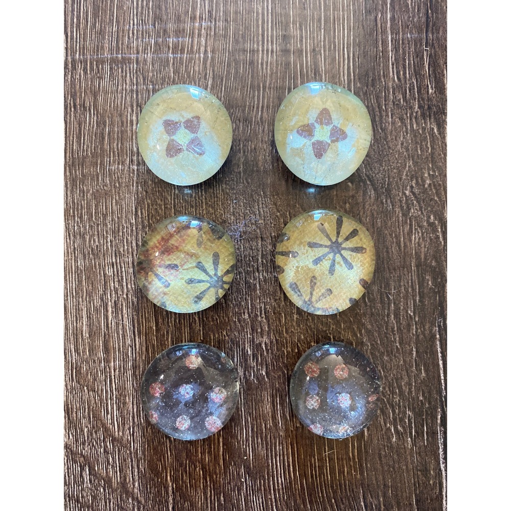 Tan Glass‎ Round Magnets Set of 6